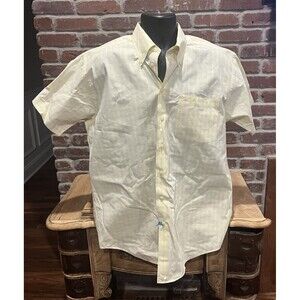 Nautica Men's Yellow  Large Button Down Up Short Sleeve Plaid Shirt